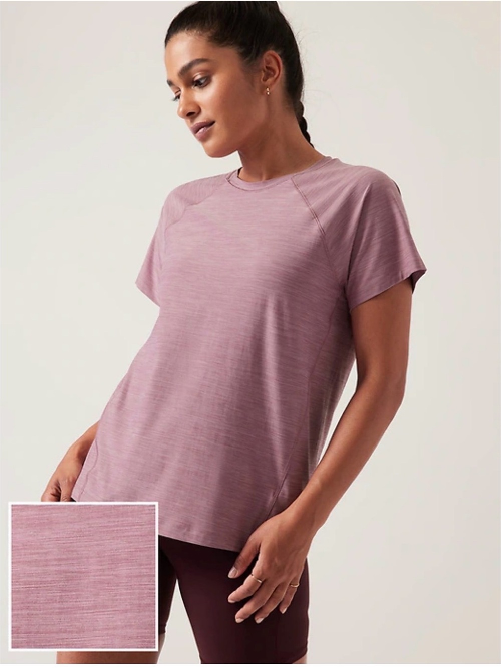 Athleta Ultimate train tee, textured mauve/dark pink , size large